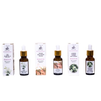 Set 3 Uleiuri Aromatice cu Efect Relaxant, Love in Life Fragrance Oil, Aroma Crin, Flori de trandafir, Iasomnie, 3x20ml, cu pipeta Set 3 Uleiuri Aromatice cu Efect Relaxant, Love in Life Fragrance Oil, Aroma Crin, Flori de trandafir, Iasomnie, 3x20ml, cu pipeta