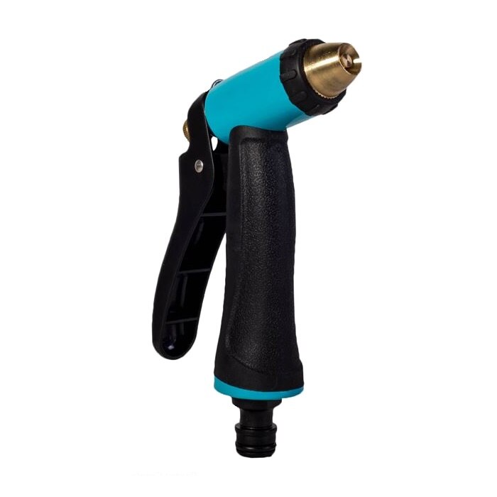 Pistol pentru stropit cu tragaci metalic si duza reglabila, Negru/Albastru, 16 cm