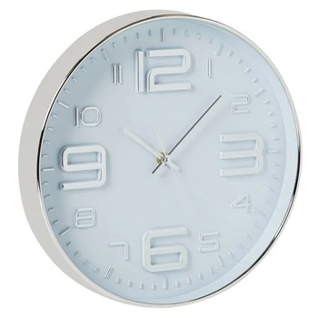 Ceas decorativ de perete cu numere mari arabe, Alb/Argintiu, 30.6x5.1 cm Ceas decorativ de perete cu numere mari arabe, Alb/Argintiu, 30.6x5.1 cm