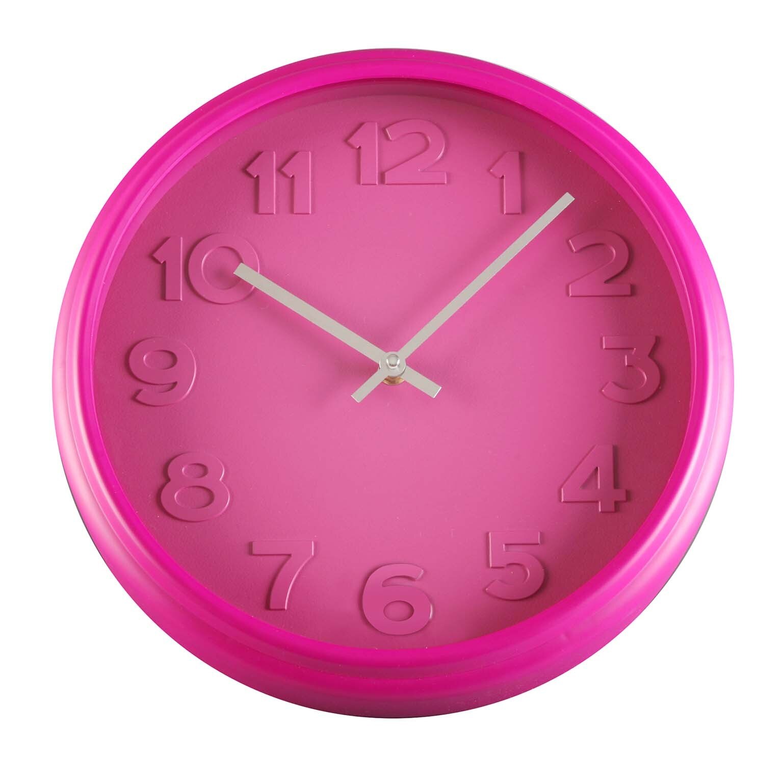 Ceas rotund de perete, Versa Home, diametru 32,7 cm, Roz