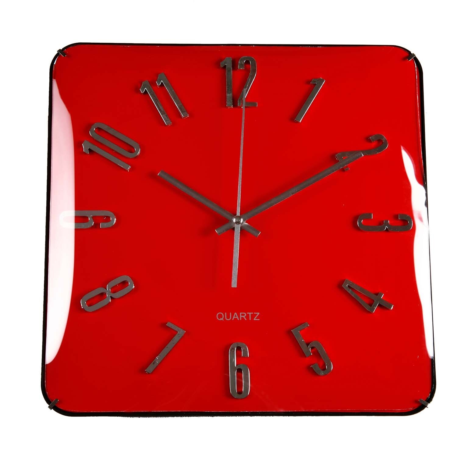 Ceas de perete patrat, Versa Home, 31x31 cm, Rosu