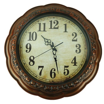 Ceas decorativ de perete cu aspect vintage, maro, model 3D, 50 cm Ceas decorativ de perete cu aspect vintage, maro, model 3D, 50 cm