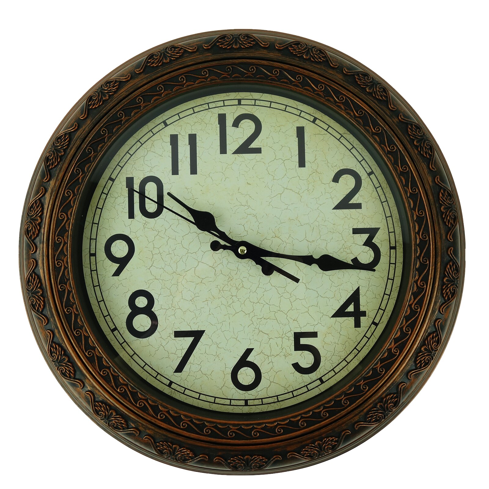 Ceas decorativ de perete cu aspect vintage, maro, model 3D, 40 cm