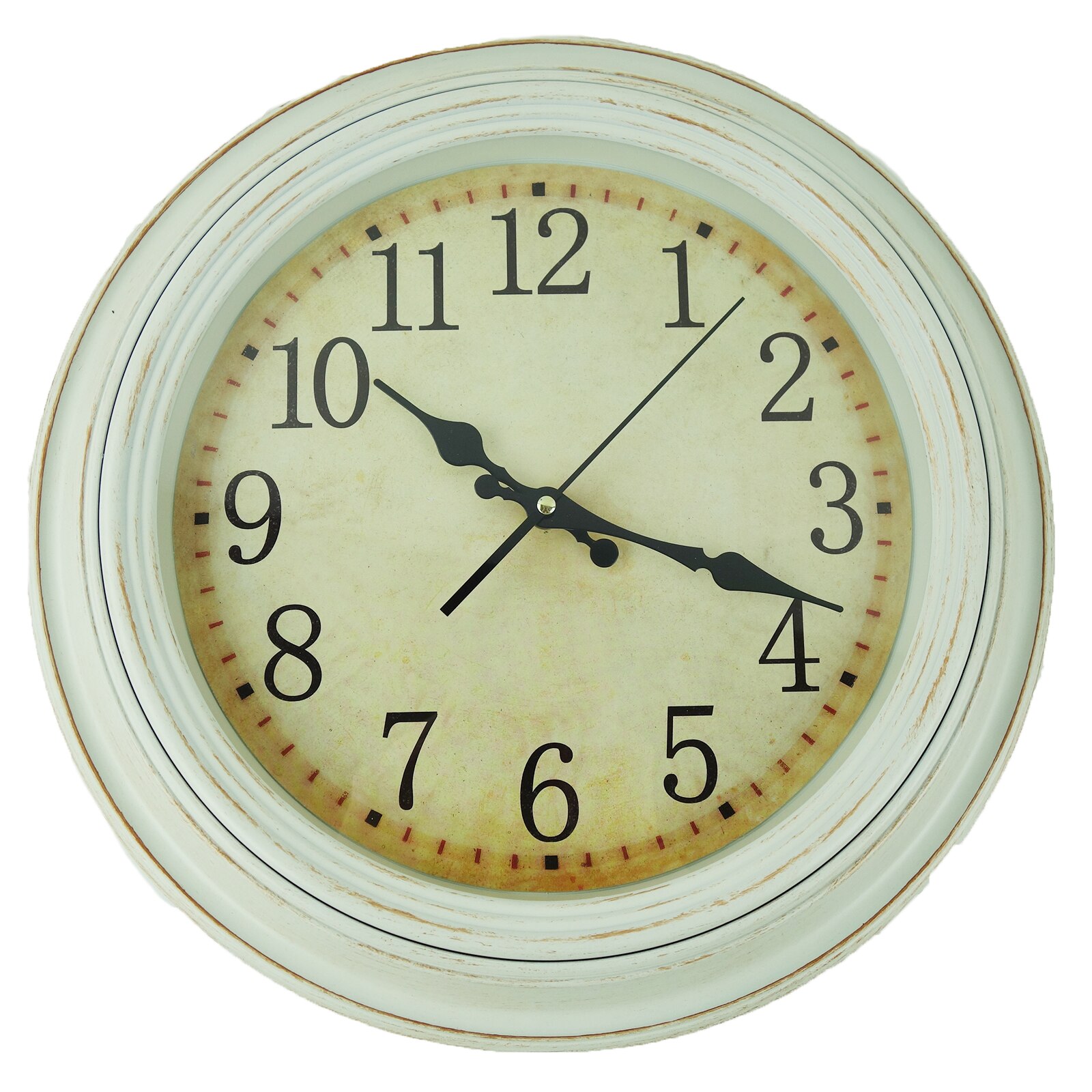 Ceas decorativ de perete cu aspect vintage, alb, model 3D, 40 cm