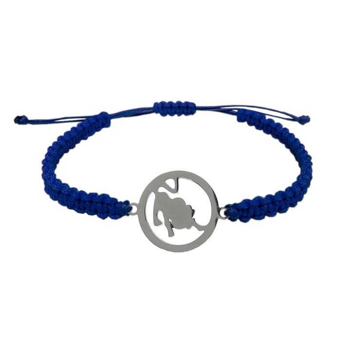 Bratara snur albastru impletita manual personalizata zodie Leu argint zodiac european 9778160 Dras 15-27 cm reglabila