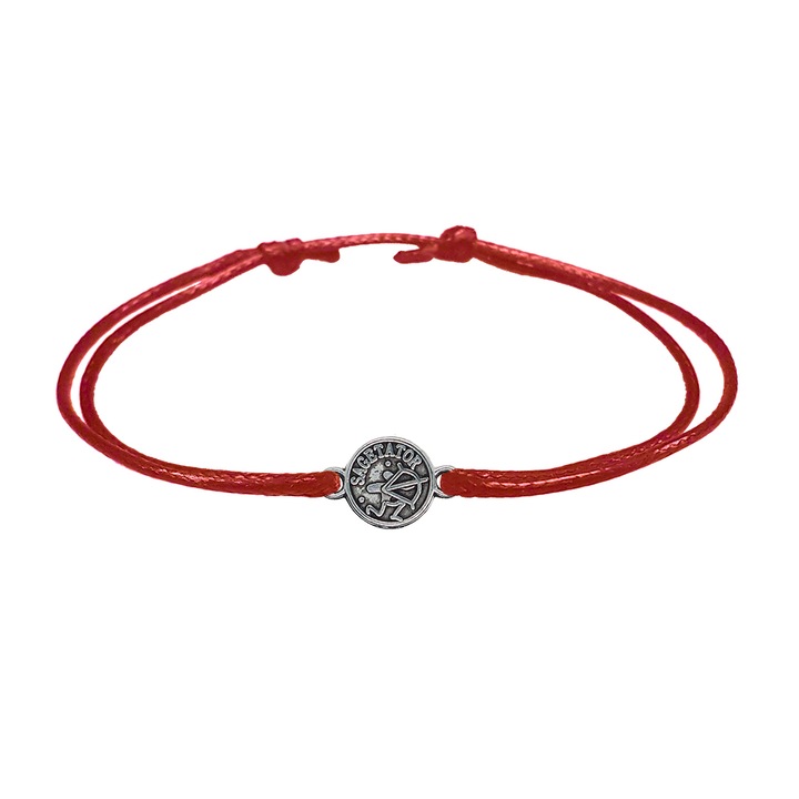 Bratara snur rosu personalizata zodie Sagetator argint zodiac european 9793100 Dras 10487, Rosu, 27 CM