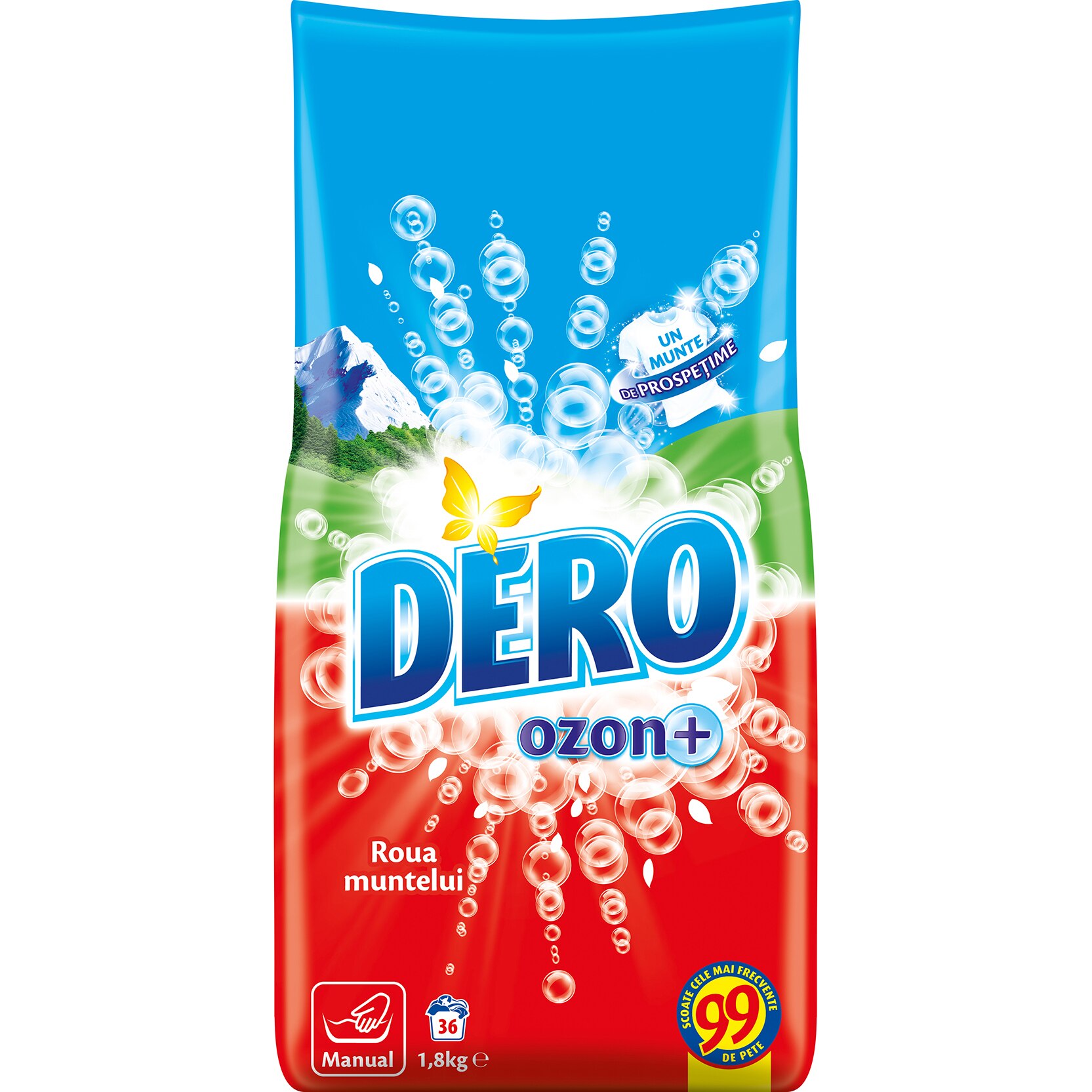 Detergent manual Dero Ozon+ Roua Muntelui, 1.8kg, 36 spalari