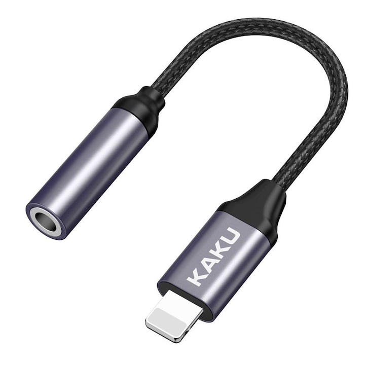 Kaku KSC-428 Audio átalakító adapter kábel, Jack 3,5 mm/iPhone Lightning, Fekete