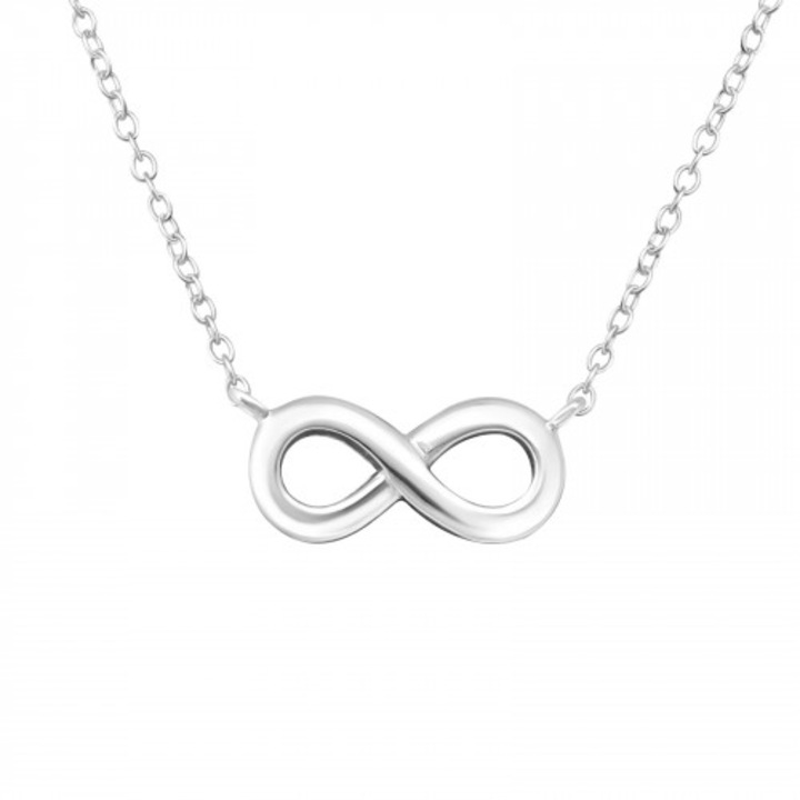 Colier cu pandantiv Infinity Plain, din argint 925, argintiu, inclus cutie bijuterii