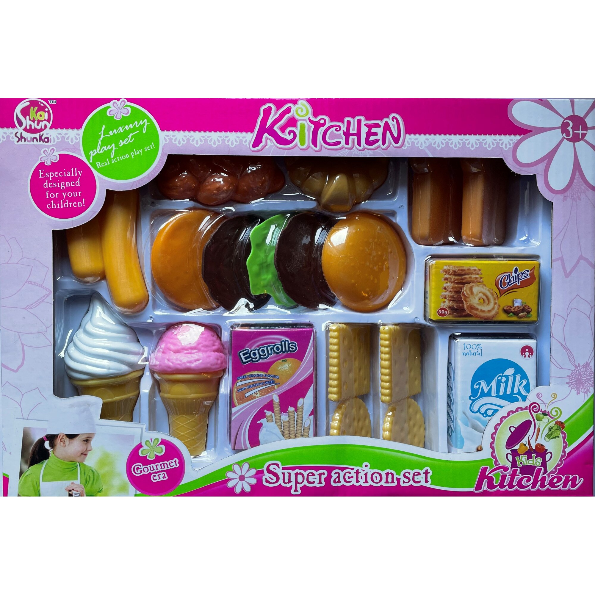 Set de Gatit pentru Copii, Alimente de Jucarie, Calitate Excelenta, Dezvolta Imaginatia, Multicolor