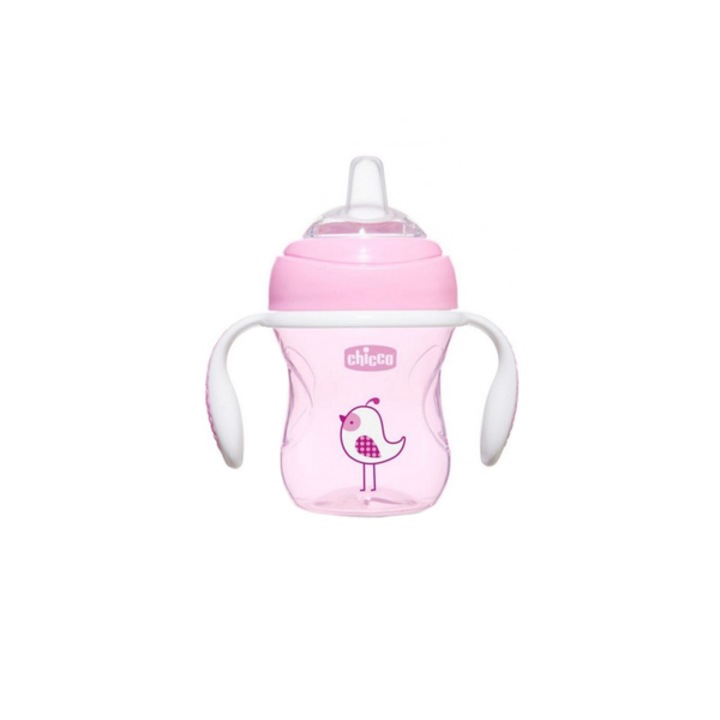 Cumisüveg kifolyóval és fogantyúkkal 200 ml Chicco Transition Cup 069972, Pink 4+ hónap