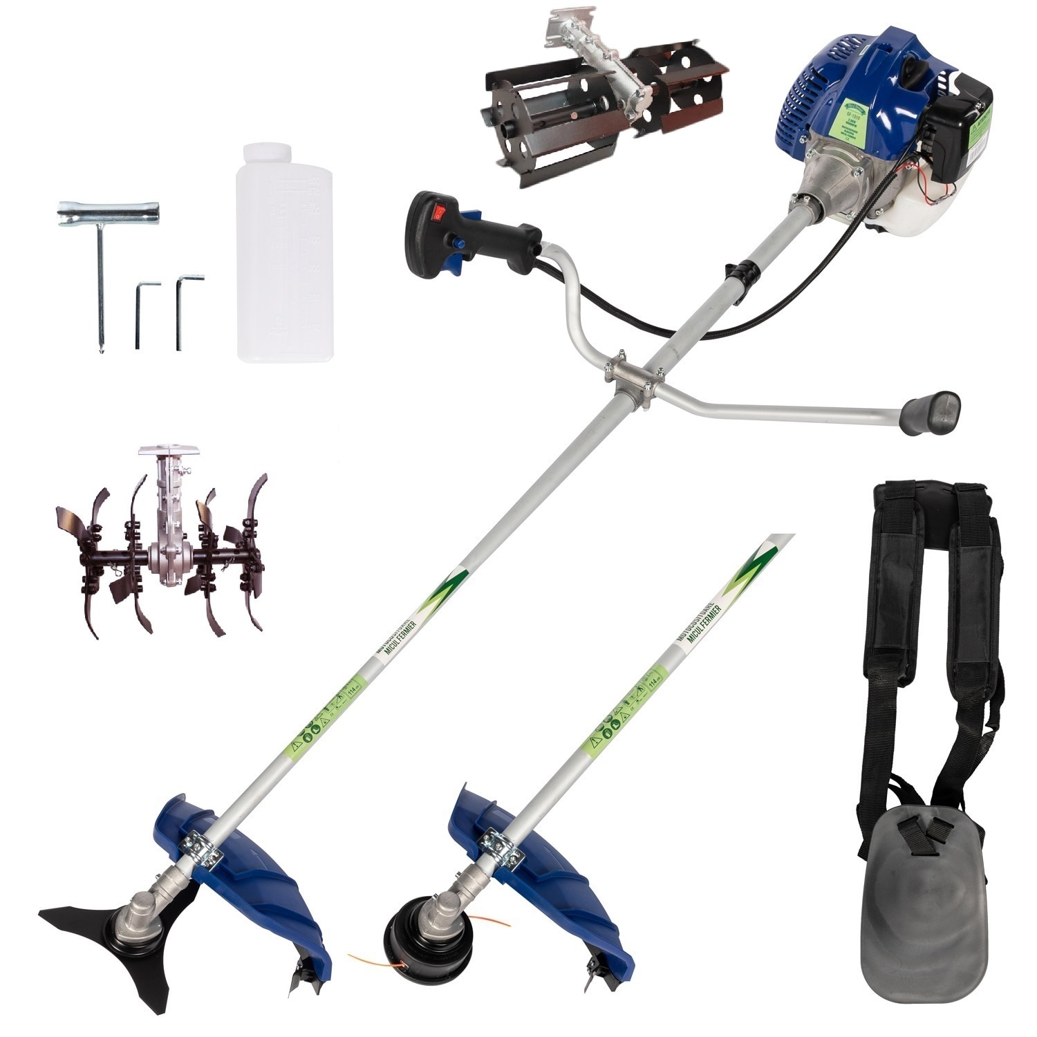 Motocoasa GF Albastra 3.4CP, motor 2 timpi, 5 accesorii, 6.5 kg