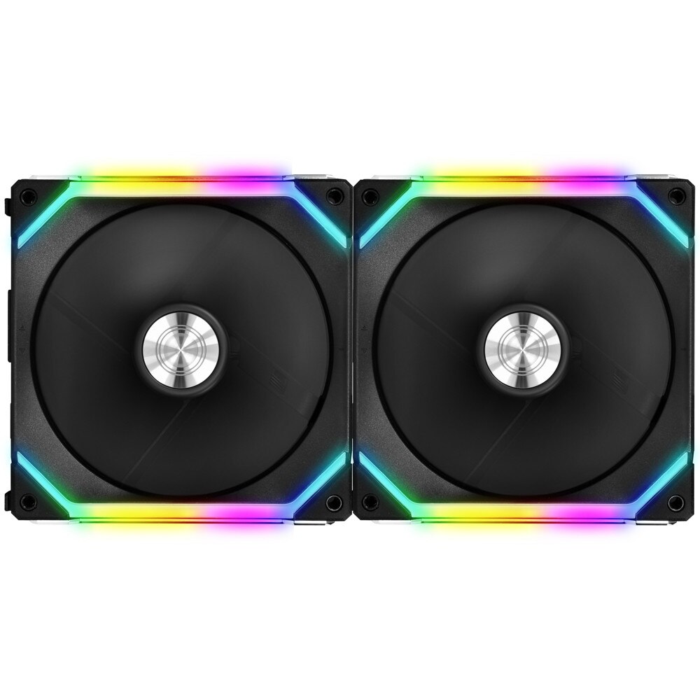Set 2 ventilatoare Lian Li UNI Fan SL140, ARGB, PWM, 140mm, modular, controller inclus, Black
