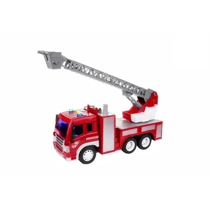 Masina pompieri friction, cu scara, sunet si lumina, 27 cm