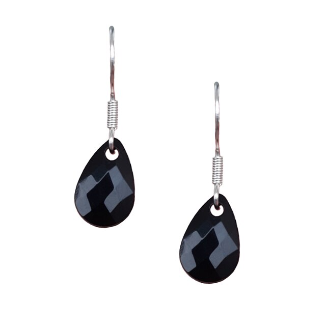 Cercei dama, argintiu/negru, 2.5 cm inaltime