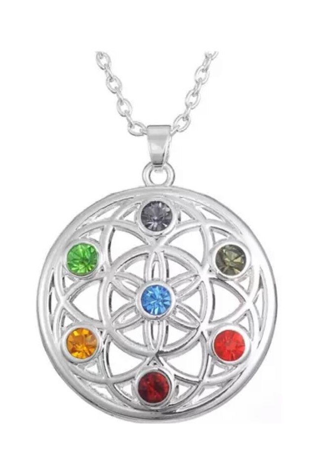 Colier Dama The Gemseller Floarea Vietii, Multicolor