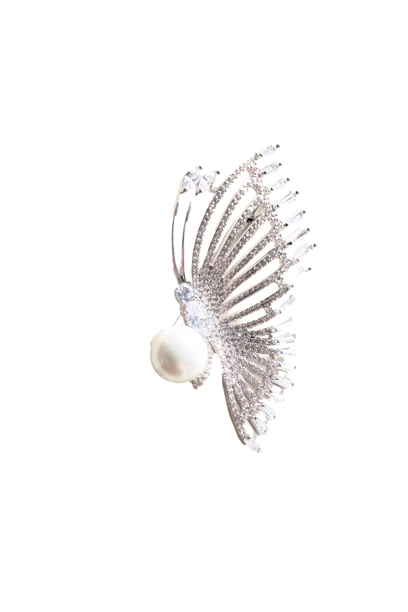 Brosa BUTTERFLY SPARK , Swarovski, argintiu, inox placat cu aur de 14K, 25 g, Cutie