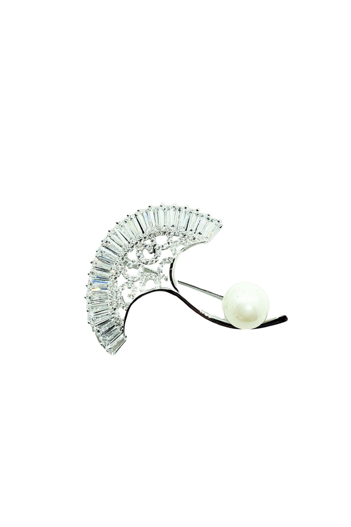 Brosa MODERN FLOWER, Swarovski, argintiu, inox placat cu aur de 14K, 25 g, Cutie