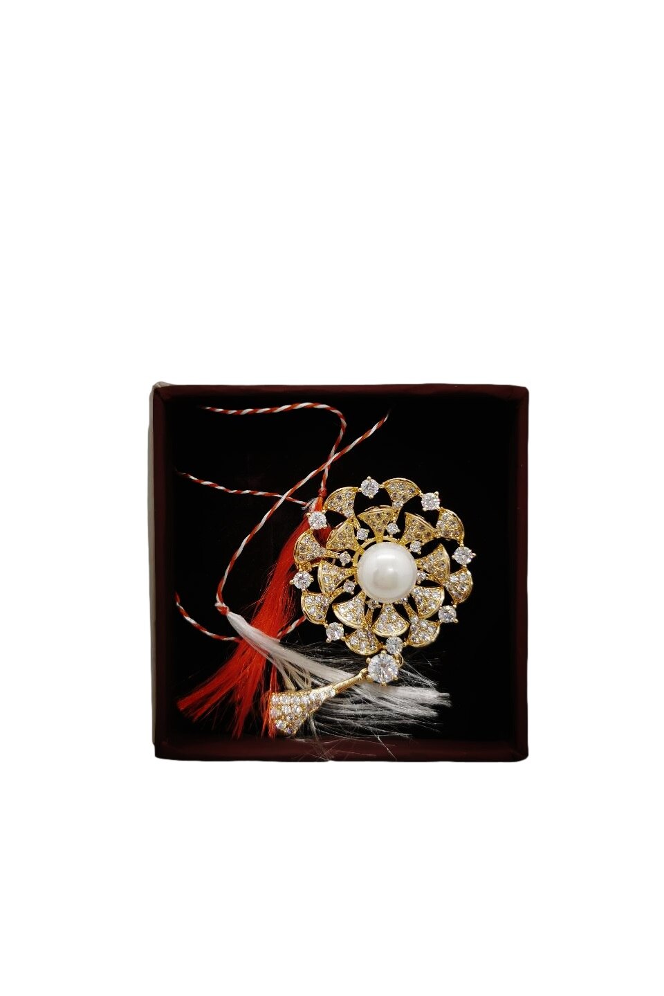 Brosa GOLD ELEGANCE , Swarovski, auriu, inox placat cu aur de 14K, 25 g, Cutie