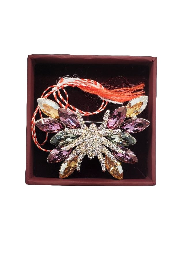 Brosa AMAZE, Swarovski, multicolor, inox placat cu aur de 14K, 45 g, Cutie