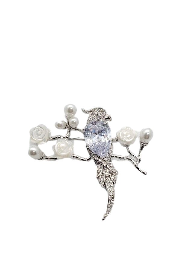 Brosa DELICATE,, argintiu,inox placat cu aur de 14K, 25 g, Cutie cadou