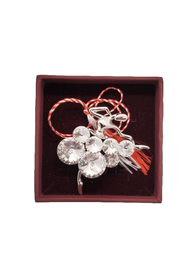 Brosa SPARK BALLERINA, Swarovski, argintiu, inox placat cu aur de 14K, 25 g, Cutie cadou