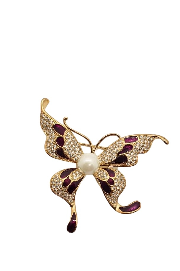 Brosa BORDEAUX BUTTERFLY ,, auriu,inox placat cu aur de 14K, 25 g, Cutie cadou