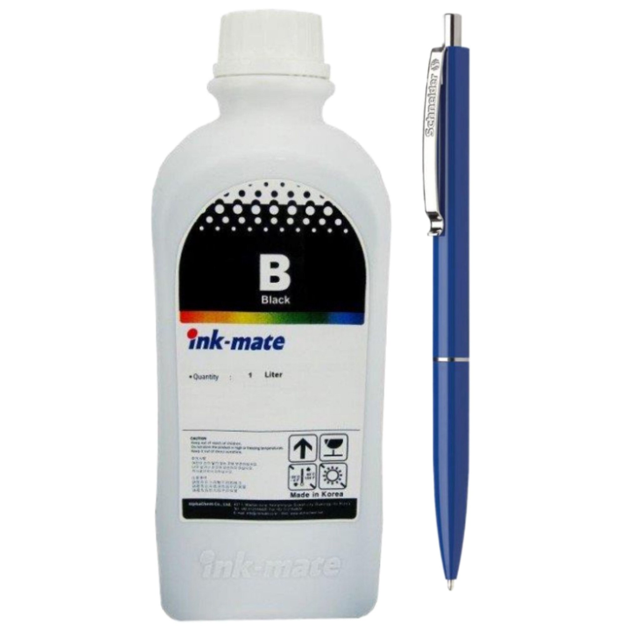 Flacon cerneala plotter InkMate compatibil HP C4871A (80) Negru 1000ml si Pix Schneider