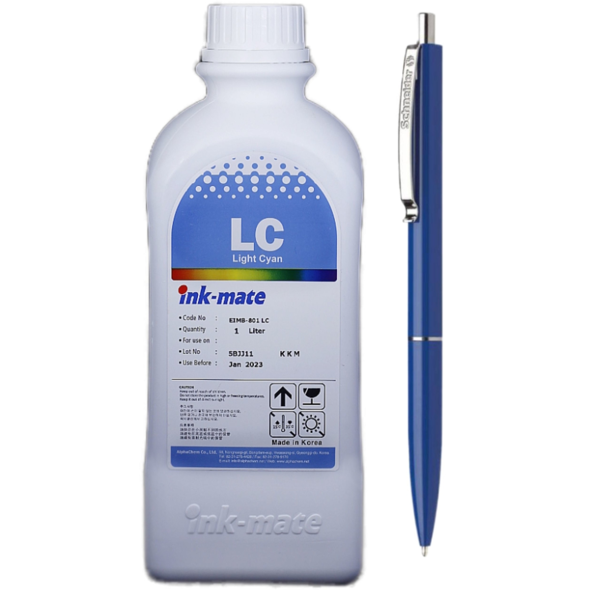 Flacon cerneala plotter InkMate compatibil HP C9470A (91) Light Cyan 1000ml si Pix Schneider