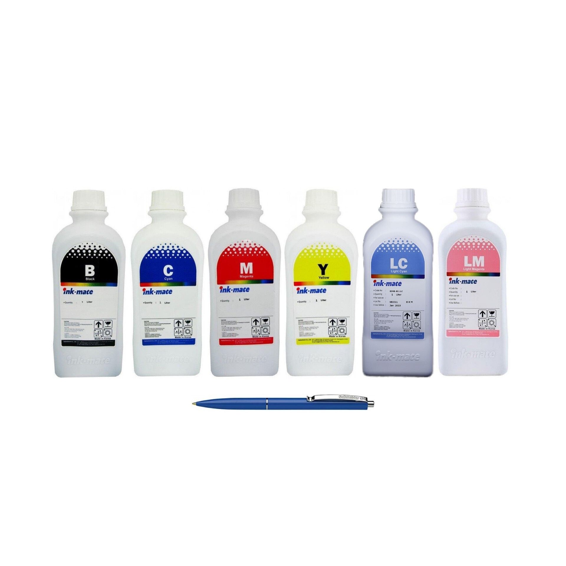 Pachet Flacoane cerneala plotter InkMate compatibil HP 1x C4930A Negru 1x C4931A Cyan 1x C4932A Magenta 1x C4933A Yellow 1xC4934A LC 1x C4935A LM