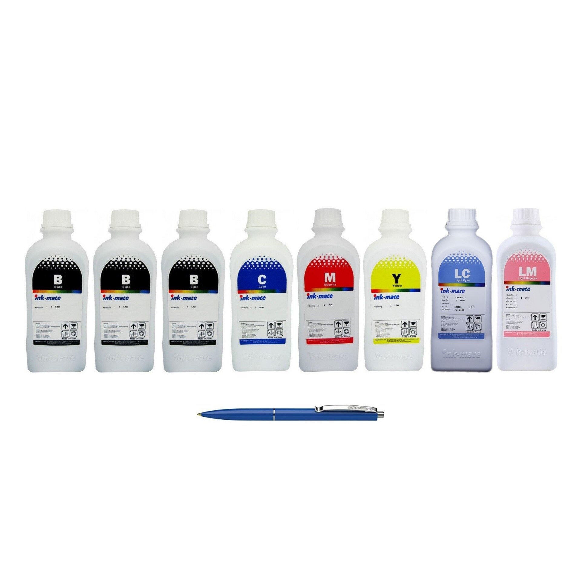 Pachet Flacoane cerneala plotter InkMate compatibil HP 1x C9464A Matte Black 1x C9465A PB 1x C9466A LG 1x C9467A Cyan 1xC9468A Magenta 1x C9469A Yellow 1x C9470A LC 1x C9471A LM