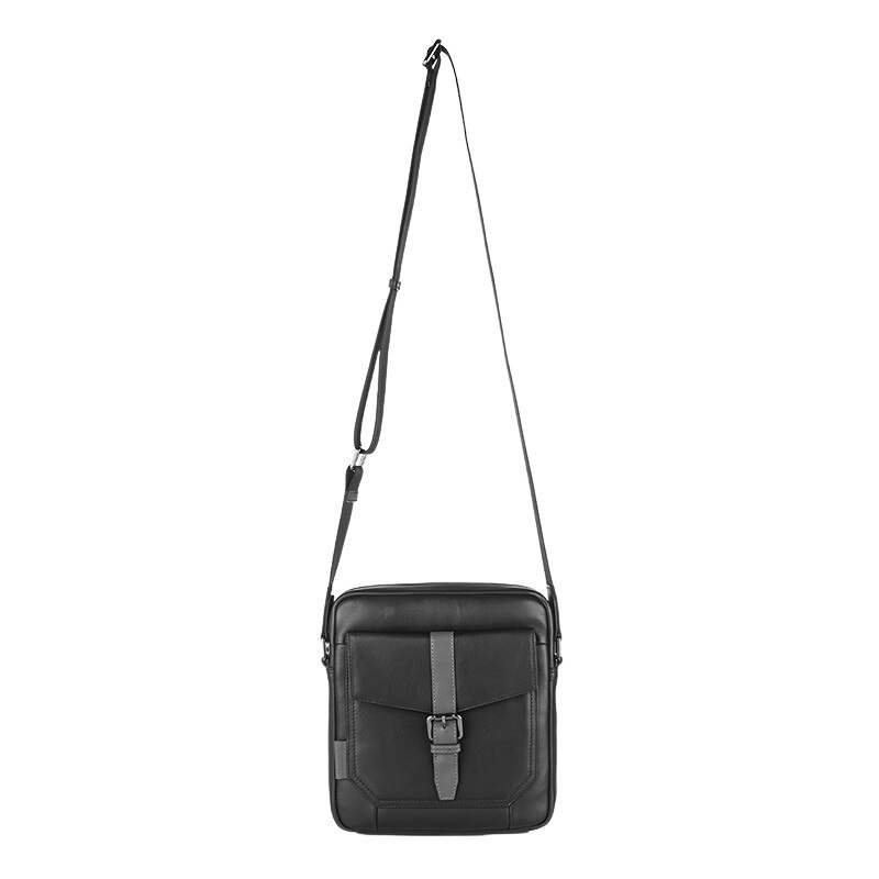 Geanta crossbody de piele naturala, Cerruti, Negru