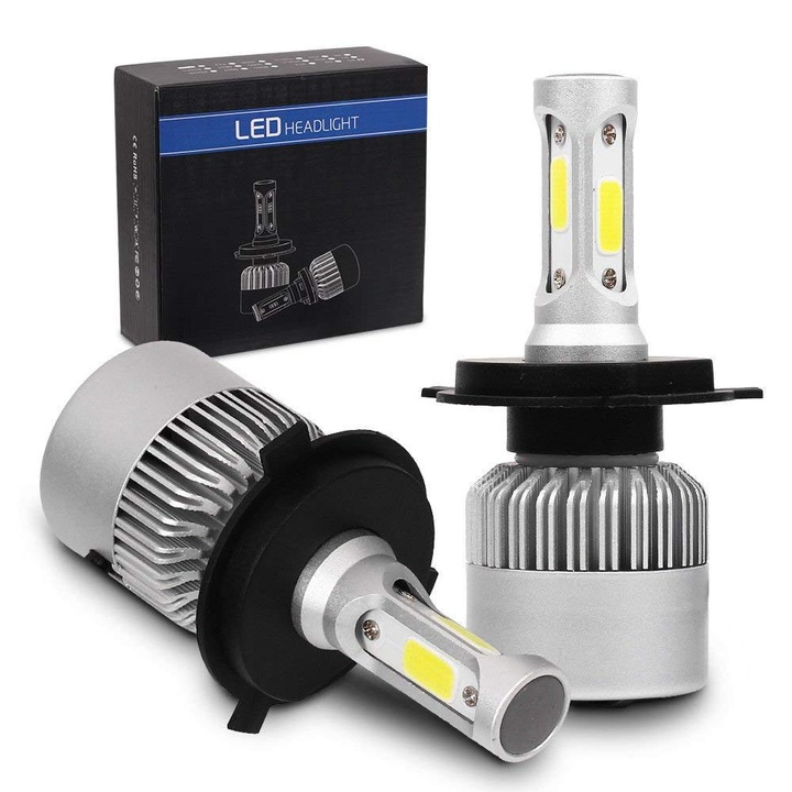 Set 2 Leduri H4 pentru far auto, putere 36W, 6500K, luminozitate 8000 Lumeni