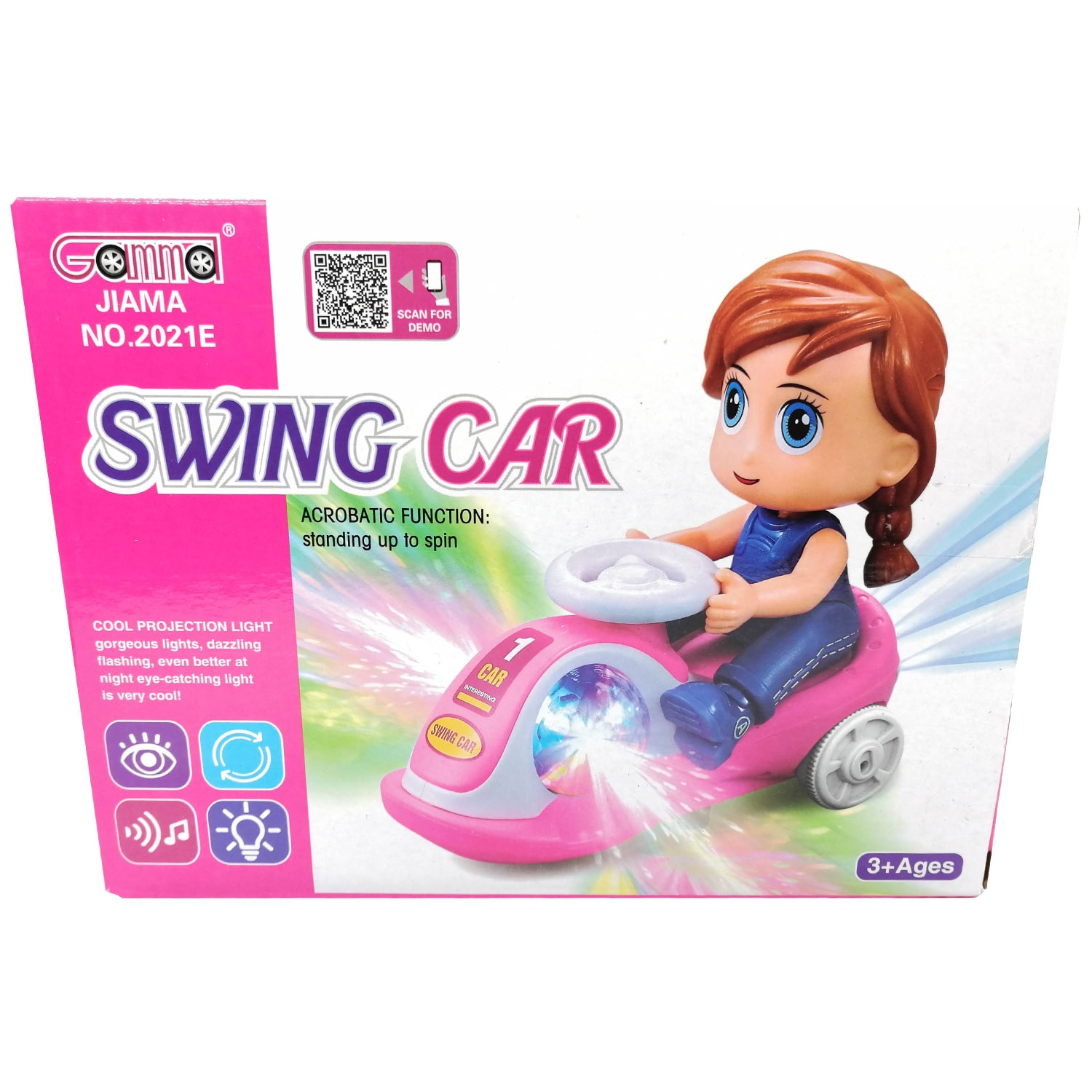 Jucarie interactiva cu baterii, Swing Car, lumineaza, se roteste