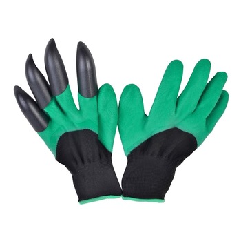 Manusi gradinarit cu degete de plastic pentru scormonit, universal, Verde/Negru Manusi gradinarit cu degete de plastic pentru scormonit, universal, Verde/Negru