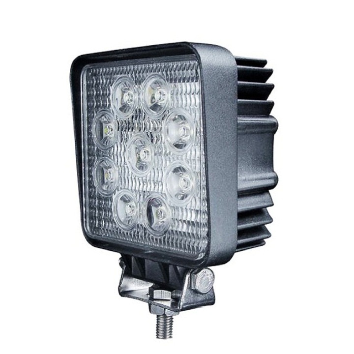Proiector LED Auto Offroad 27W/12V-24V, 1980 Lumeni, Patrat, Flood Beam 60 Grade