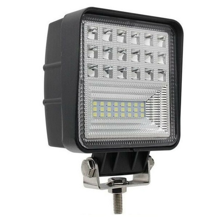 Proiector LED Auto Offroad 7D 63W/12V-24V, 5040 LM, Patrat, Flood Beam 150 Grade