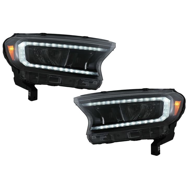 Ford Ranger (2015-2020) LHD fekete dinamikus jelzéssel (HLFRNGT6) kompatibilis 2 LED-es fényszóróból álló készlet