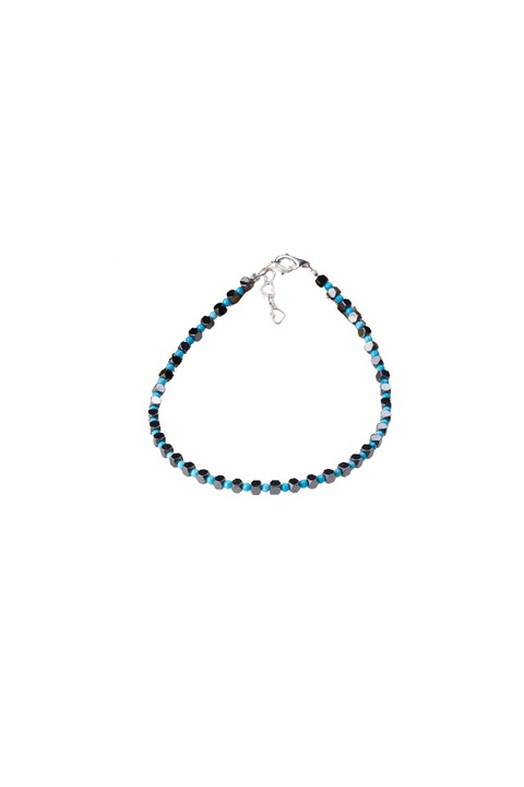 Bratara argint subtire din cuburi de hematit argintiu inchis si turcoaz 1.5mm