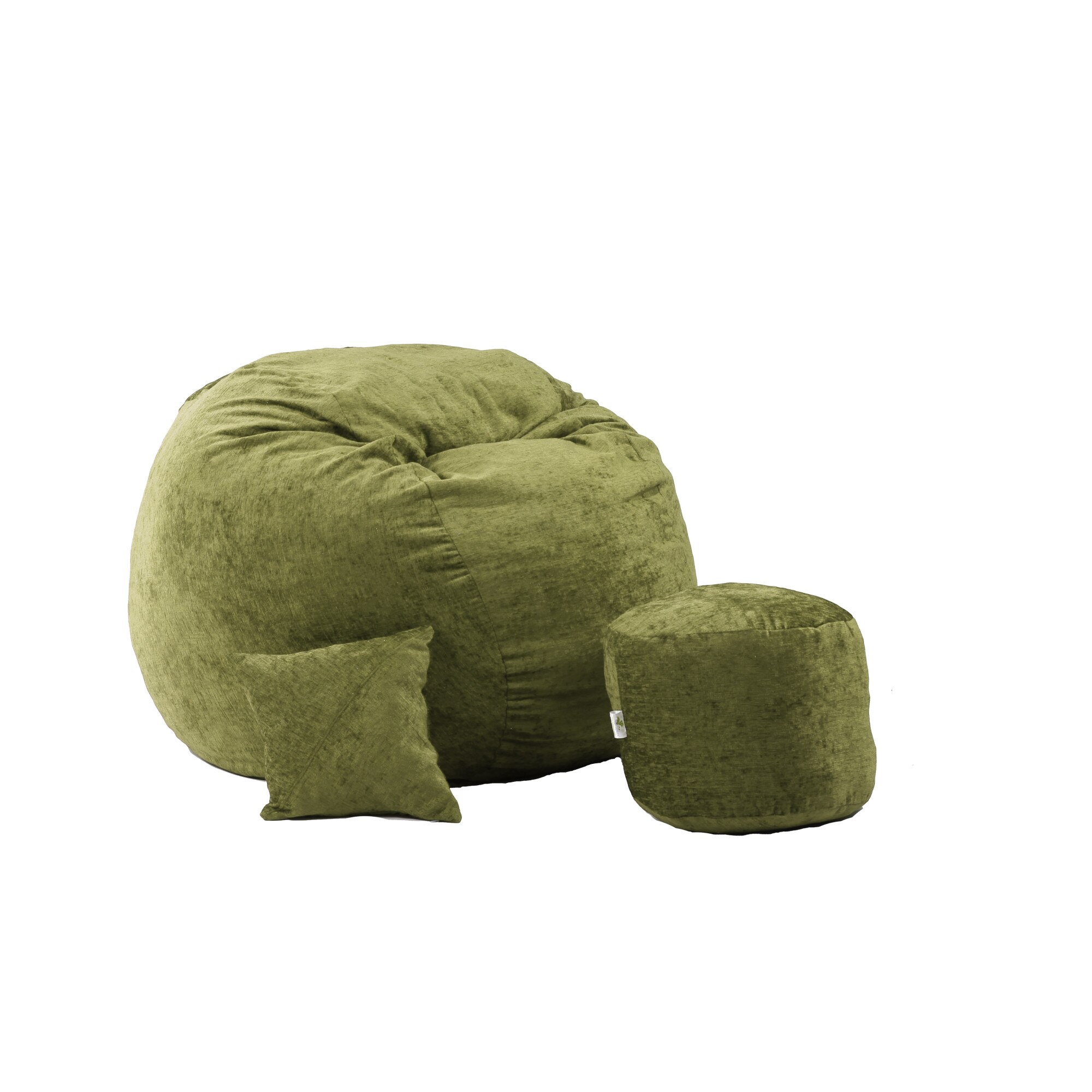 Fotoliu King Size,Otoman cu Perna decorativa, Chelford Green (Gama Premium Textil) umplut cu fulgi de burete memory mix