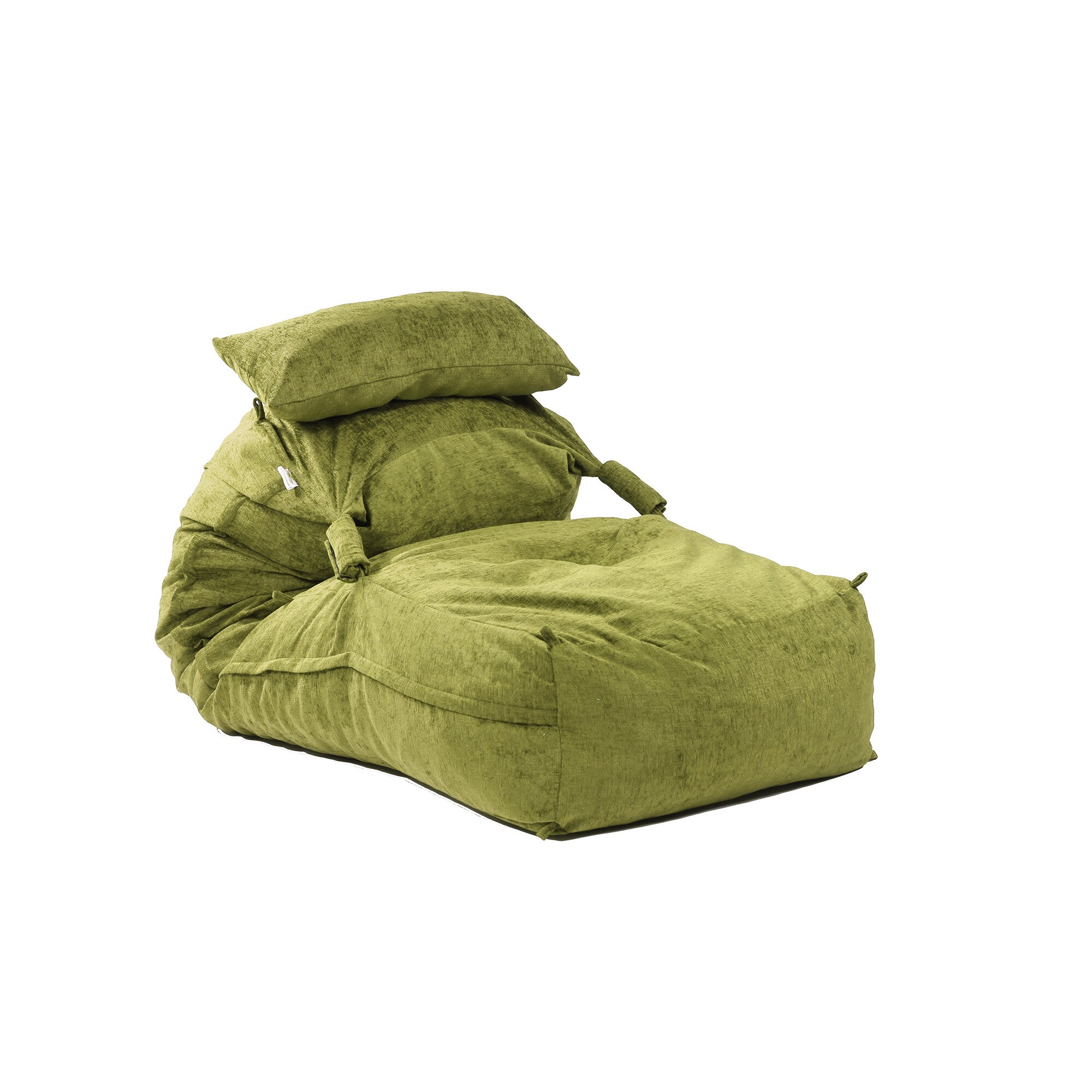 Fotoliu Yoga XL cu Perna, Chelford Green (Gama Premium Textil) umplut cu fulgi de burete memory mix