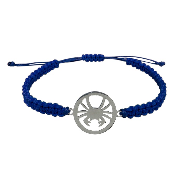 Bratara snur albastru impletita manual personalizata zodie Rac argint zodiac european 9777160 Dras 15-27 cm reglabila