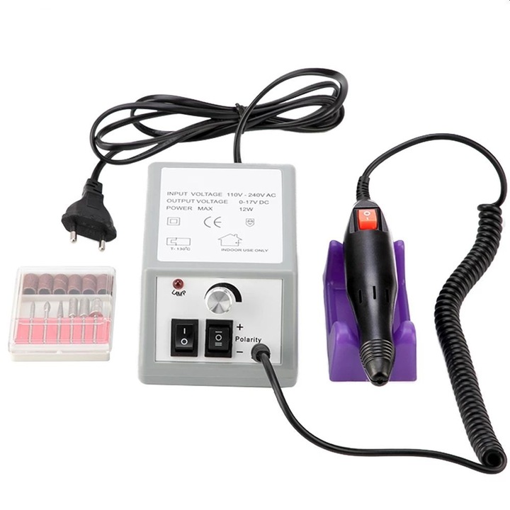 ProCart® Elektromos körömreszelő 20 000 / perc, 20W, professzionális manikűr, 6 csiszolófej, kettős irány