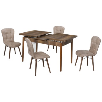 Set Masa Extensibila cu 4 scaune, Elegant, bej, 170x80cm Set Masa Extensibila cu 4 scaune, Elegant, bej, 170x80cm