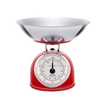 Cantar mecanic de bucatarie ETA Storio 5777 ROSU, 5 kg, precizie 25g, vas 5 L din otel inoxidabil Cantar mecanic de bucatarie ETA Storio 5777 ROSU, 5 kg, precizie 25g, vas 5 L din otel inoxidabil