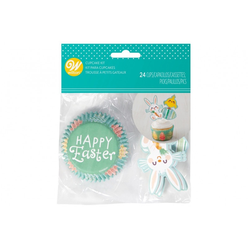 Set forme copt din hartie pentru briose, cu imprimeu de Pasti, 24 bucati, Wilton