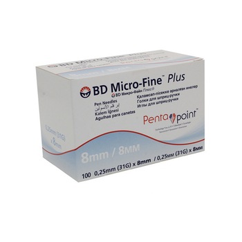 Ace BD pentru pen insulina, BD , MicroFine Pentapoint 8mm x 0,25 mm, 31 G, SET 100buc Ace BD pentru pen insulina, BD , MicroFine Pentapoint 8mm x 0,25 mm, 31 G, SET 100buc