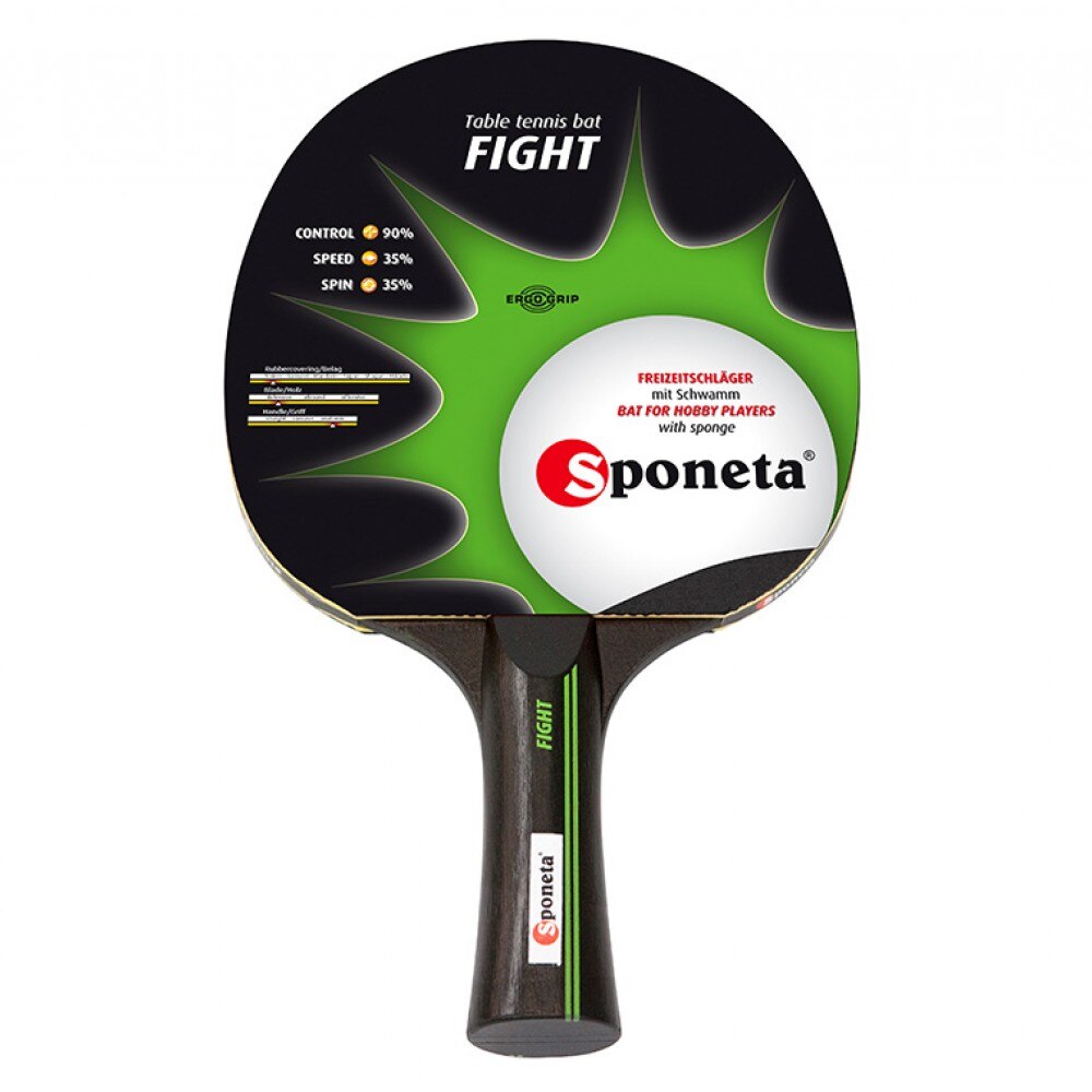 Paleta tenis de masa FIGHT SPONETA, Maner Anatomic, Negru