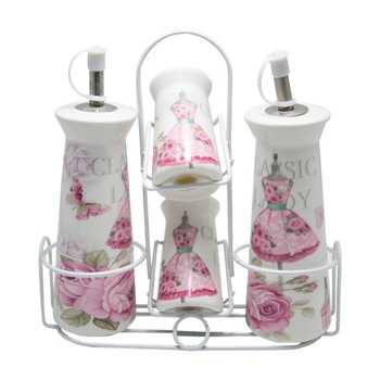 Oliviera 4 piese Classic Lady, Portelan&Metal, Charisma, 19.5x8x19 Oliviera 4 piese Classic Lady, Portelan&Metal, Charisma, 19.5x8x19