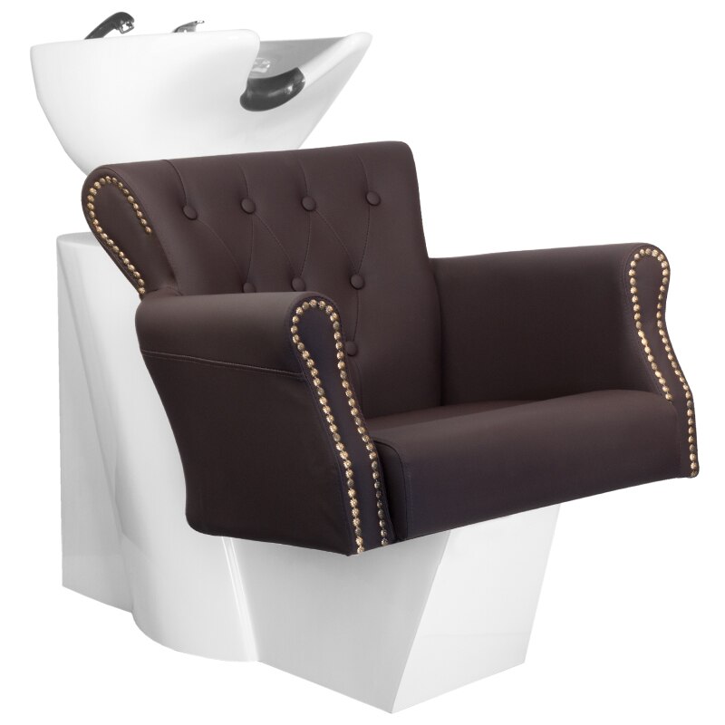 Unitate De Spalare Coafor, WNR, Marun, Alba Cu Scaun Maro 110x76x94 cm